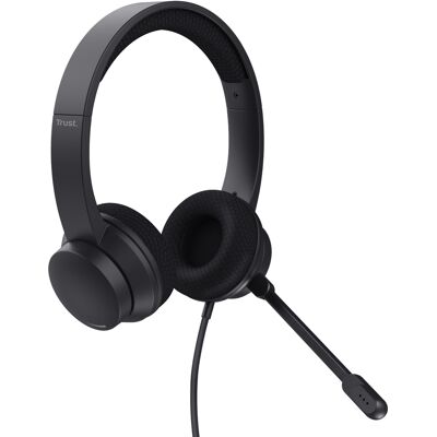 Trust HS-260 ENC Wired On-Ear Headset - Black Trust HS-260 ENC Wired On-Ear Headset - Black