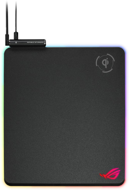ASUS ROG Balteus RGB Gaming Mouse Pad - 90MP0120-B0UA00, Qi Wireless Charging, 15-Zone Customisable Lighting, Non-slip Surface