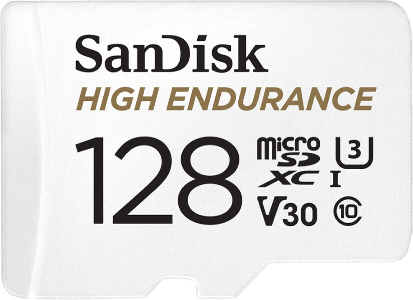 SanDisk High Endurance 128GB UHS-I Class 10 microSDXC Card - Red, Up to 20,000 Hours Recording