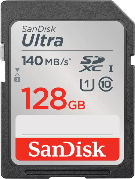 SanDisk Ultra 128GB UHS-I SDXC Memory Card - Grey, Class 10, Waterproof, 150MB/s Speed