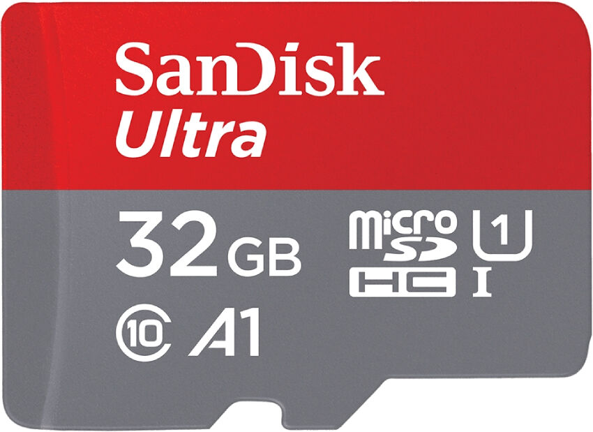 SanDisk Ultra 32GB MicroSDHC Class 10 Memory Card - Fast UHS-I, A1 Rated, Red & Grey