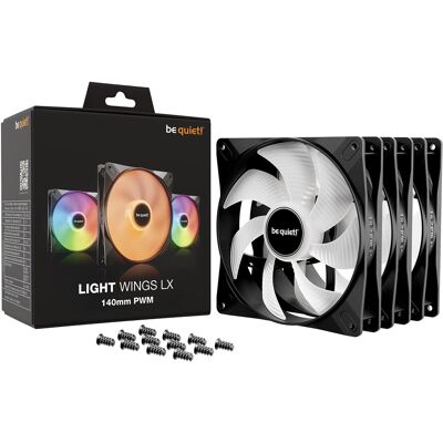 be quiet! Light Wings LX 140mm ARGB 7 Blades Case Fan - Black Triple Pack be quiet! Light Wings LX 140mm ARGB 7 Blades Case Fan - Black Triple Pack