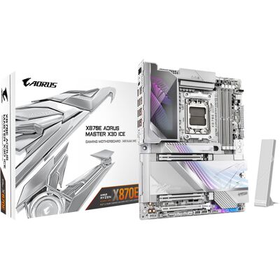GIGABYTE X870E AORUS MASTER X3D ICE ATX Socket AM5 Motherboard - White GIGABYTE X870E AORUS MASTER X3D ICE ATX Socket AM5 Motherboard - White