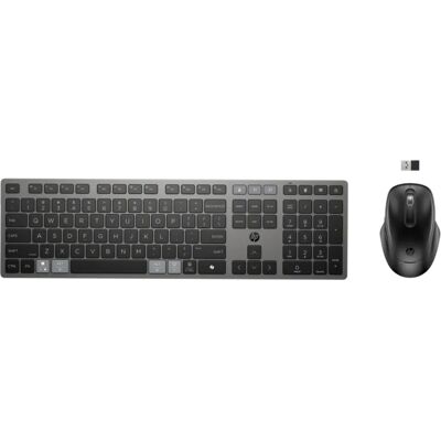 HP 725 Multi-Device Full-size Wireless Keyboard and Mouse Set - Black HP 725 Multi-Device Full-size Wireless Keyboard and Mouse Set - Black