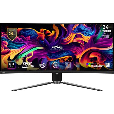 MSI QD-OLED 34" 1800R Curved Gaming Monitor, 175Hz, 0.03ms GtG, DisplayHDR True Black 400 MSI QD-OLED 34" 1800R Curved Gaming Monitor, 175Hz, 0.03ms GtG, DisplayHDR True Black 400