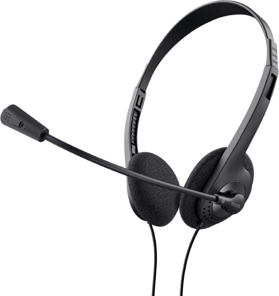 Trust Primo Chat Headset 3.5mm Jack PC Laptop Lightweight Comfortable Conferences Adjustable Headband Microphone Volume Control Accessory