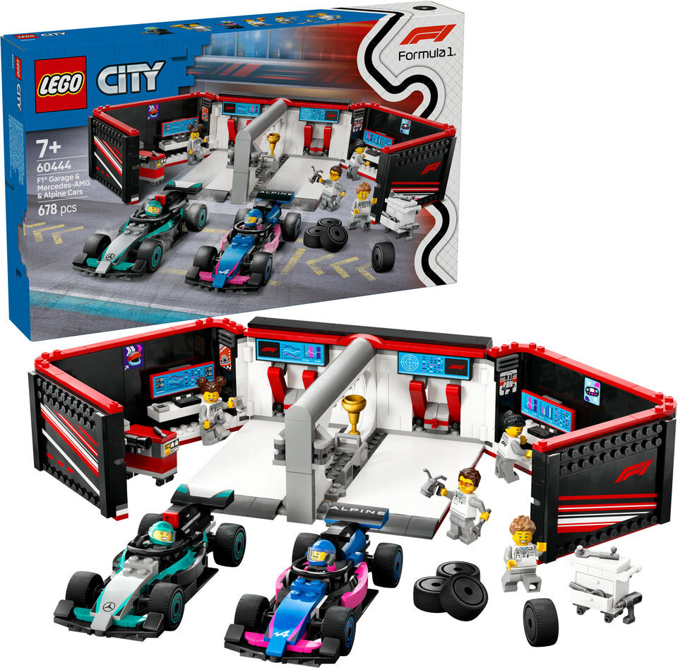 Lego City F1 Garage & Mercedes-AMG & Alpine Cars Toy Playset 60444