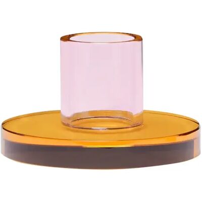 Hübsch Astra Crystal Candle Holder - Small Pink/Orange - Candleholder Hübsch Astra Crystal Candle Holder - Small Pink/Orange - Candleholder