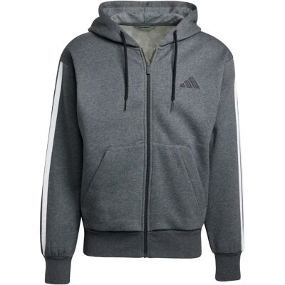 Full zip hoodie adidas Essentials 3-Stripes Fleece Gris XL Full zip hoodie adidas Essentials 3-Stripes Fleece Gris XL