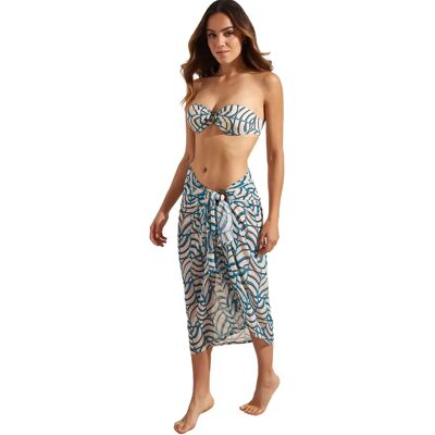 Women's beach sarong Selmark Moais Bleu M Women's beach sarong Selmark Moais Bleu M