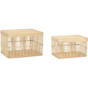 Storage basket Hubsch Interior Cheery (x2) Beige 46x35x27/52x40x32 cm Storage basket Hubsch Interior Cheery (x2) Beige 46x35x27/52x40x32 cm