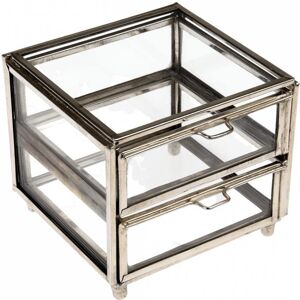 Glass and silver-plated brass 2-drawer box Rex London Marron 12x11x9.0 cm Glass and silver-plated brass 2-drawer box Rex London Marron 12x11x9.0 cm