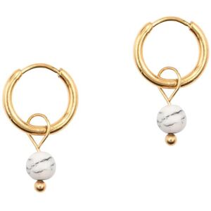 Hoop earrings with Howlite stones for women Sloya Serena Blanc 2x1,1 cm Hoop earrings with Howlite stones for women Sloya Serena Blanc 2x1,1 cm