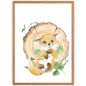 Painting - renard Yellow Tipi Forest Story Marron 30x40 cm Painting - renard Yellow Tipi Forest Story Marron 30x40 cm