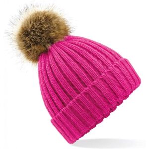 Thick faux fur pom pom beanie for women Beechfield Rose One size Thick faux fur pom pom beanie for women Beechfield Rose One size