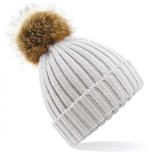 Thick faux fur pom pom beanie for women Beechfield Gris One size Thick faux fur pom pom beanie for women Beechfield Gris One size