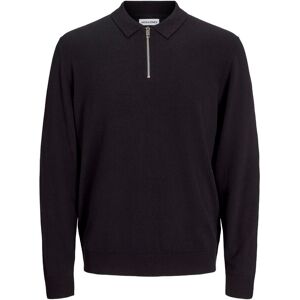 Long-sleeved knitted polo shirt Jack & Jones Emil Noir XL Long-sleeved knitted polo shirt Jack & Jones Emil Noir XL