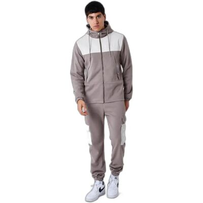 Sweatshirt hooded zip-up bimaterial Project X Paris Nid D'Abeille Marron L Sweatshirt hooded zip-up bimaterial Project X Paris Nid D'Abeille Marron L