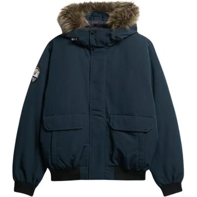 Faux fur bomber jacket Superdry Everest Bleu M Faux fur bomber jacket Superdry Everest Bleu M