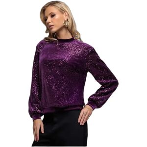 Velour Jumper Women Goddiva Sequin Velvet Violet 38 Velour Jumper Women Goddiva Sequin Velvet Violet 38