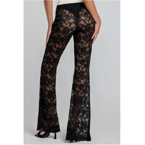 Women's Bootcut Trousers with Scalloped Laces Goddiva Noir L Women's Bootcut Trousers with Scalloped Laces Goddiva Noir L
