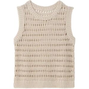 Women's sleeveless sweater Stefanel Openwork Beige M Women's sleeveless sweater Stefanel Openwork Beige M
