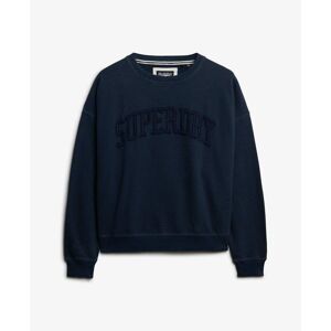 Women's round neck sweatshirt with tone-on-tone text applique Superdry Athletic Essentials Bleu XS Women's round neck sweatshirt with tone-on-tone text applique Superdry Athletic Essentials Bleu XS