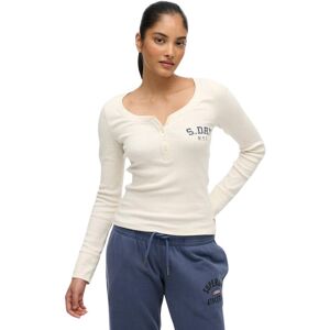 Women's long sleeve button-up T-shirt Superdry Blanc L/XL Women's long sleeve button-up T-shirt Superdry Blanc L/XL