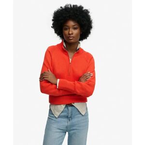 Women's cotton knit half-zip pullover Superdry Classique Orange M Women's cotton knit half-zip pullover Superdry Classique Orange M