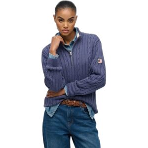 Casual women's half-zip twisted knit jumper Superdry Bleu S Casual women's half-zip twisted knit jumper Superdry Bleu S