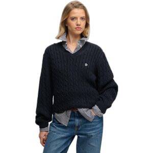 Oversized V-neck cable knit jumper for women Superdry Bleu M Oversized V-neck cable knit jumper for women Superdry Bleu M