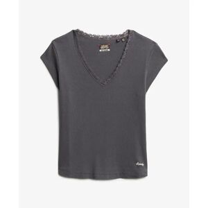 Lace-trimmed women's T-shirt Superdry Essential Gris L Lace-trimmed women's T-shirt Superdry Essential Gris L