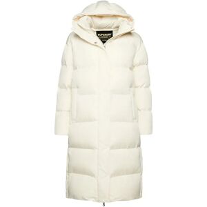 Women's Superdry Long Hooded Puffer Blanc S Women's Superdry Long Hooded Puffer Blanc S