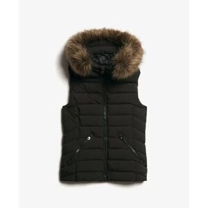 Women’s sleeveless faux fur hooded gilet Superdry Fuji Noir S Women’s sleeveless faux fur hooded gilet Superdry Fuji Noir S