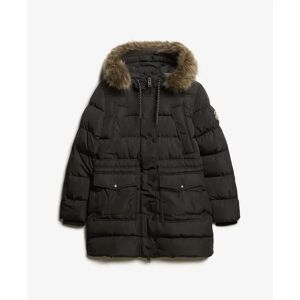 Mid-length women's faux fur puffer jacket Superdry Noir XS Mid-length women's faux fur puffer jacket Superdry Noir XS