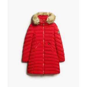 Mid-length hooded puffer jacket with faux fur for women Superdry Rouge L Mid-length hooded puffer jacket with faux fur for women Superdry Rouge L