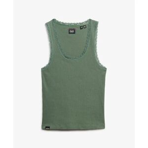 Lace Trim Tank Top for Women Superdry Vintage Vert XS Lace Trim Tank Top for Women Superdry Vintage Vert XS
