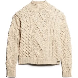 Women's knitted polo sweater Superdry Aran Cable Beige XS Women's knitted polo sweater Superdry Aran Cable Beige XS