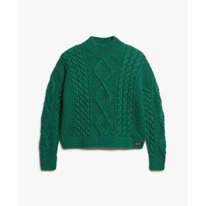 Women's cable knit polo jumper Superdry Aran Vert S Women's cable knit polo jumper Superdry Aran Vert S