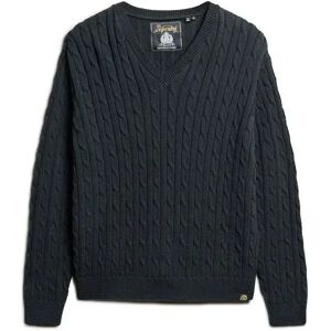 Oversized twisted knit V-neck pullover for women Superdry Bleu S/M Oversized twisted knit V-neck pullover for women Superdry Bleu S/M