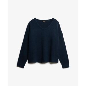 Women's oversized brushed V-neck pullover Superdry Bleu XS Women's oversized brushed V-neck pullover Superdry Bleu XS