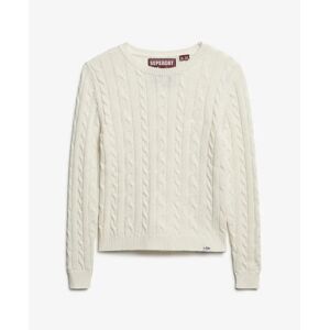 Fine twist cable knit jumper essential round neck women Superdry Beige L Fine twist cable knit jumper essential round neck women Superdry Beige L