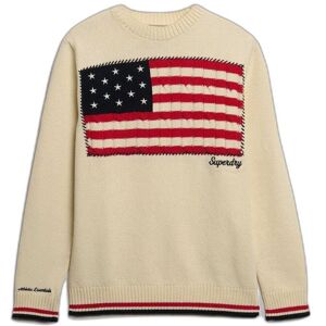 Women's round neck sweater with Americana flag Superdry Athletic Essentials Beige XL Women's round neck sweater with Americana flag Superdry Athletic Essentials Beige XL