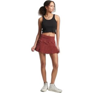 Pleated mini skirt in velvet for women Superdry Vintage Rouge L Pleated mini skirt in velvet for women Superdry Vintage Rouge L