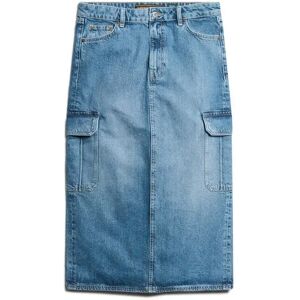 Mid-length denim skirt with cargo pocket for women Superdry Bleu 26 Mid-length denim skirt with cargo pocket for women Superdry Bleu 26