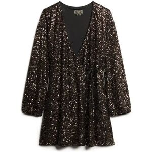 Sequin wrap mini-dress for women Superdry Marron XS Sequin wrap mini-dress for women Superdry Marron XS