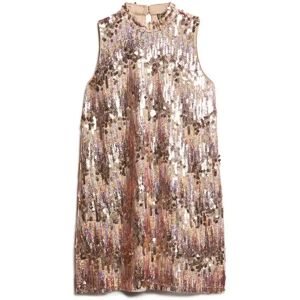 Short Sequin Dress Without Sleeves for Women Superdry A-Line Rose L Short Sequin Dress Without Sleeves for Women Superdry A-Line Rose L