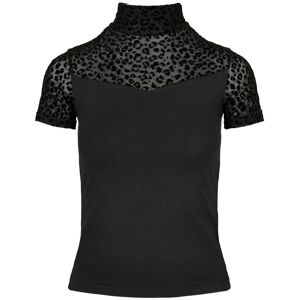 Women's T-shirt Urban Classics flock lace turtleneck Noir XS Women's T-shirt Urban Classics flock lace turtleneck Noir XS