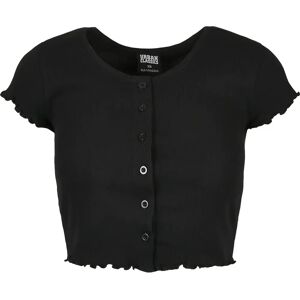Women's T-shirt Urban Classics cropped button up rib Noir M Women's T-shirt Urban Classics cropped button up rib Noir M