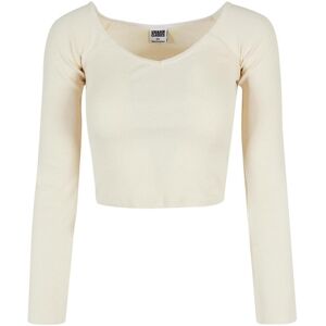 Women's long sleeve v-neck short rib t-shirt Urban Classics Blanc XS Women's long sleeve v-neck short rib t-shirt Urban Classics Blanc XS